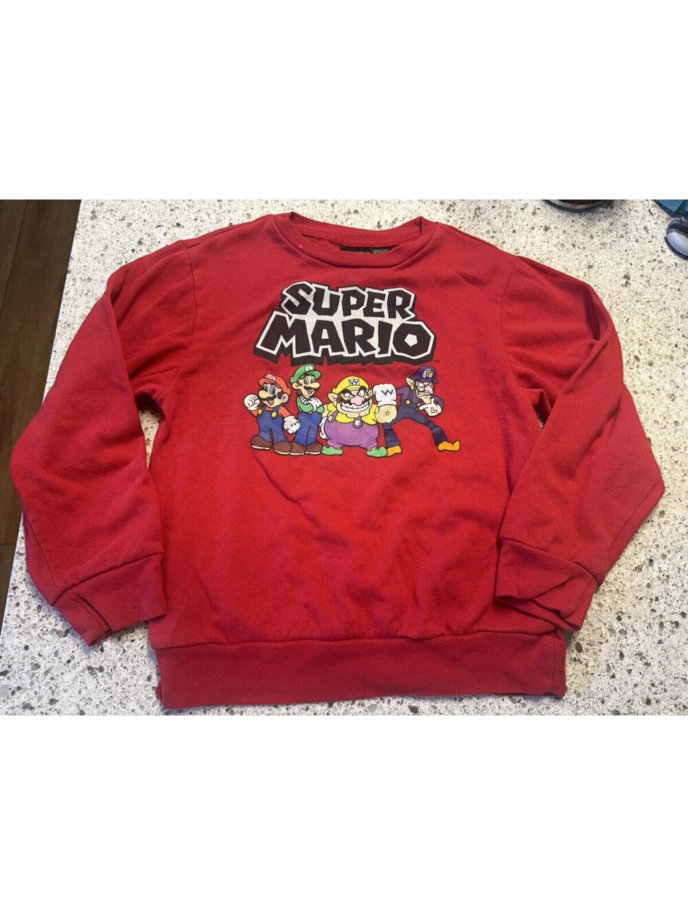 ⭐️Super Mario Bros Nintendo Red Long Sleeve Pullover Youth Med